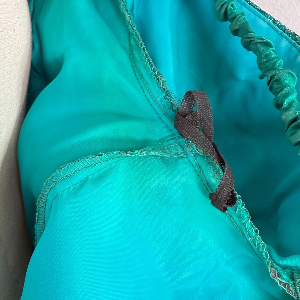 Gunne Sax | Metallic Shiny Forest Green Lace Fairy Dream Winter Dress | Sz 6 - Picture 7 of 14